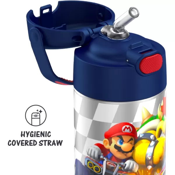 THERMOS FUNTAINER 12 Ounce Stainless Steel Vacuum Insulated Kids Straw Bottle BarbieSuper Mario Brothers 12 Ounce Licensed Characters