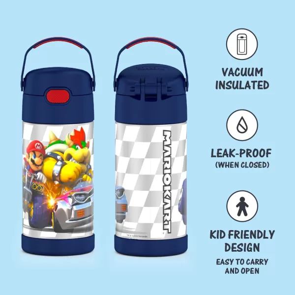 THERMOS FUNTAINER 12 Ounce Stainless Steel Vacuum Insulated Kids Straw Bottle BarbieSuper Mario Brothers 12 Ounce Licensed Characters