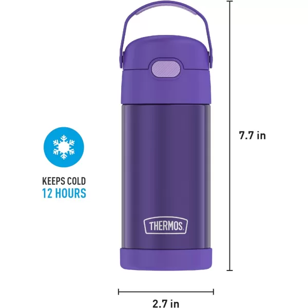 THERMOS FUNTAINER 12 Ounce Stainless Steel Vacuum Insulated Kids Straw Bottle BarbieViolet 12 Ounce Solid Color