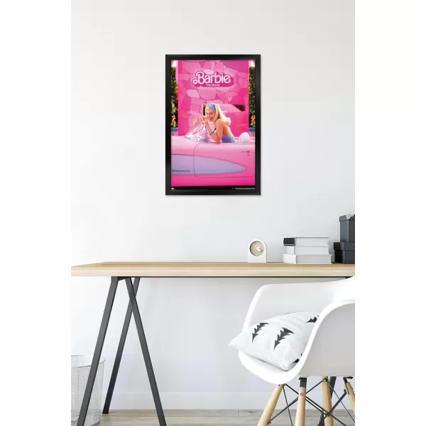 Trends International Mattel Barbie The Movie  Barbie Car Wall Poster 22375 x 34 Unframed Version1472 x 2237 Black Framed Version