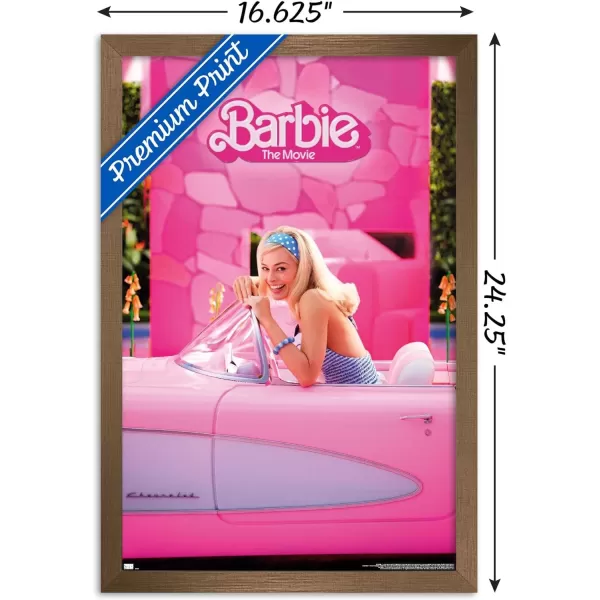 Trends International Mattel Barbie The Movie  Barbie Car Wall Poster 22375 x 34 Unframed Version1472 x 2237 Bronze Framed Version
