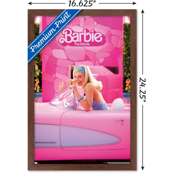 Trends International Mattel Barbie The Movie  Barbie Car Wall Poster 22375 x 34 Unframed Version1472 x 2237 Mahogany Framed Version