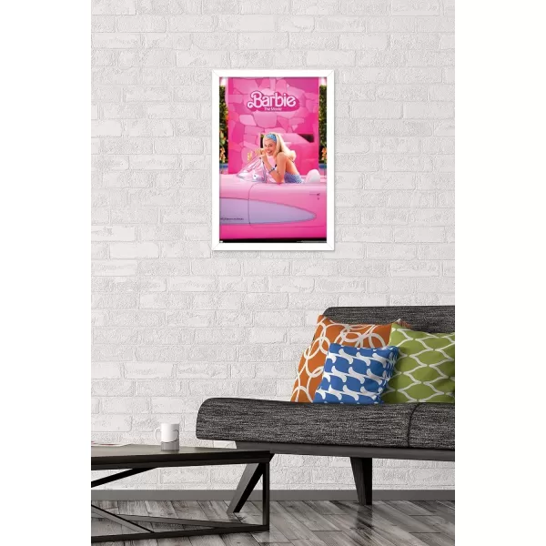 Trends International Mattel Barbie The Movie  Barbie Car Wall Poster 22375 x 34 Unframed Version1472 x 2237 White Framed Version