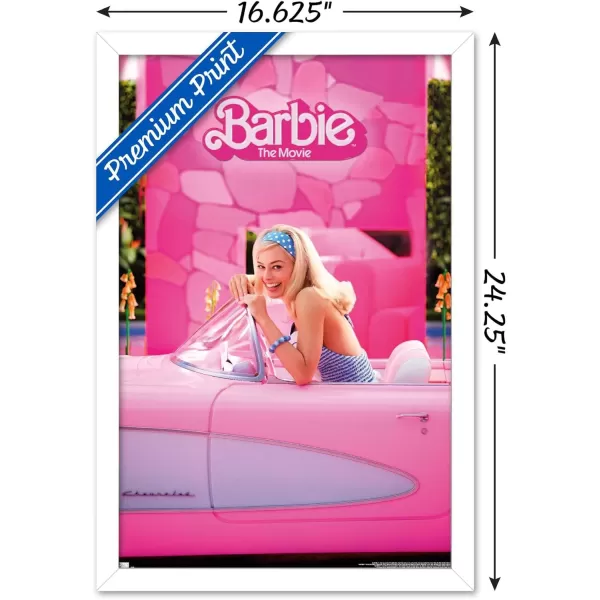 Trends International Mattel Barbie The Movie  Barbie Car Wall Poster 22375 x 34 Unframed Version1472 x 2237 White Framed Version