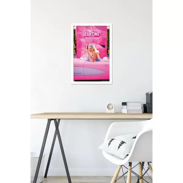 Trends International Mattel Barbie The Movie  Barbie Car Wall Poster 22375 x 34 Unframed Version1472 x 2237 White Framed Version