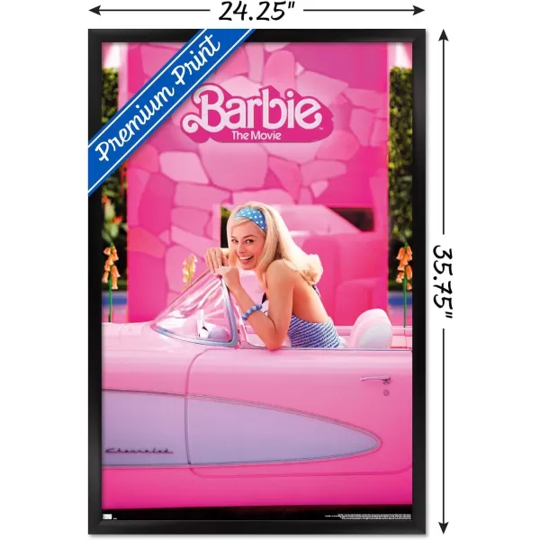 Trends International Mattel Barbie The Movie  Barbie Car Wall Poster 22375 x 34 Unframed Version2237 x 3400 Black Framed Version