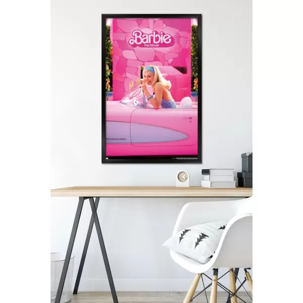 Trends International Mattel Barbie The Movie  Barbie Car Wall Poster 22375 x 34 Unframed Version2237 x 3400 Black Framed Version