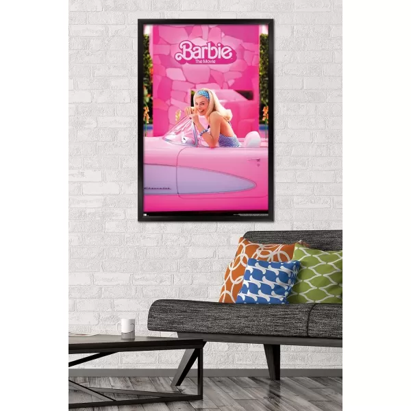 Trends International Mattel Barbie The Movie  Barbie Car Wall Poster 22375 x 34 Unframed Version2237 x 3400 Black Framed Version