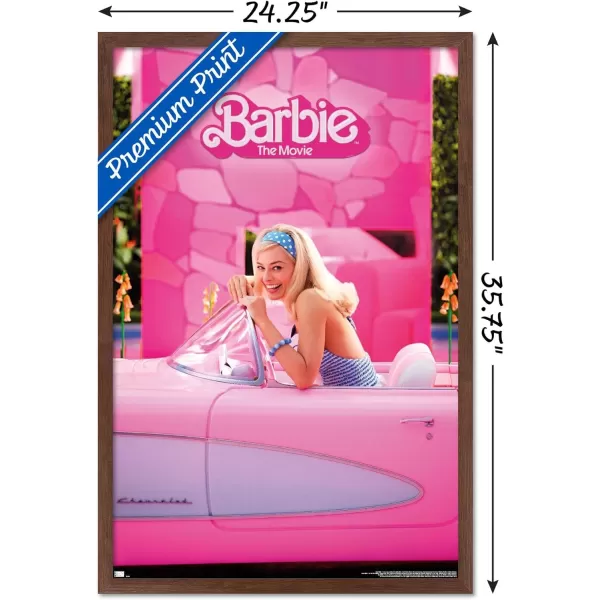 Trends International Mattel Barbie The Movie  Barbie Car Wall Poster 22375 x 34 Unframed Version2237 x 3400 Mahogany Framed Version