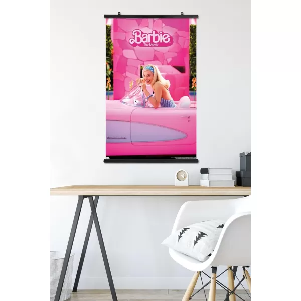 Trends International Mattel Barbie The Movie  Barbie Car Wall Poster 22375 x 34 Unframed Version2237 x 3400 Poster amp Clip Bundle