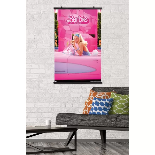 Trends International Mattel Barbie The Movie  Barbie Car Wall Poster 22375 x 34 Unframed Version2237 x 3400 Poster amp Clip Bundle