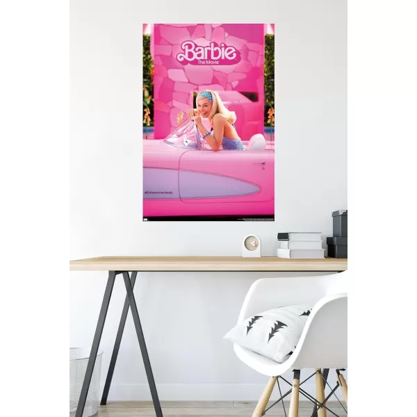 Trends International Mattel Barbie The Movie  Barbie Car Wall Poster 22375 x 34 Unframed Version2237 x 3400 Poster amp Mount Bundle