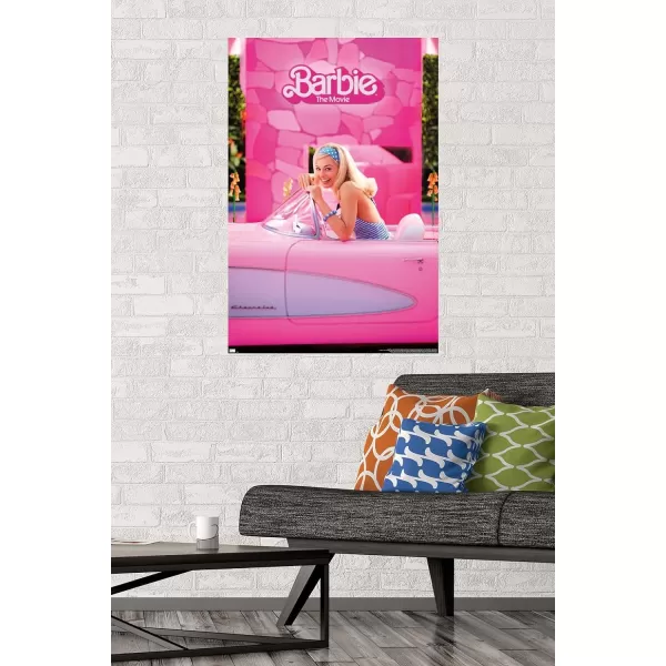 Trends International Mattel Barbie The Movie  Barbie Car Wall Poster 22375 x 34 Unframed Version2237 x 3400 Poster amp Mount Bundle