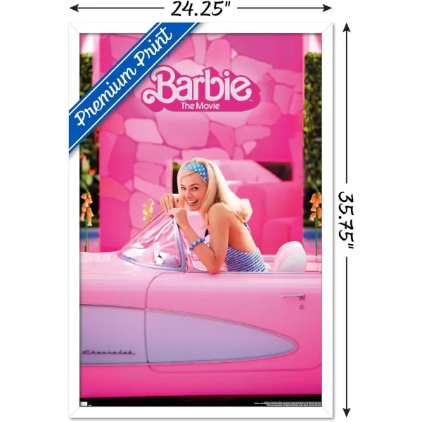 Trends International Mattel Barbie The Movie  Barbie Car Wall Poster 22375 x 34 Unframed Version2237 x 3400 White Framed Version