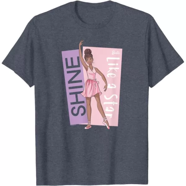 Barbie  Ballerina Barbie  Pink Leotard Shine Like a Star TShirtHeather Blue