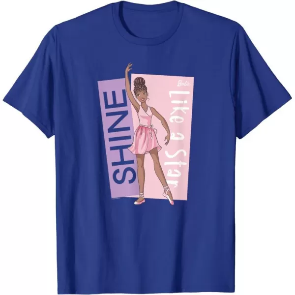 Barbie  Ballerina Barbie  Pink Leotard Shine Like a Star TShirtRoyal Blue