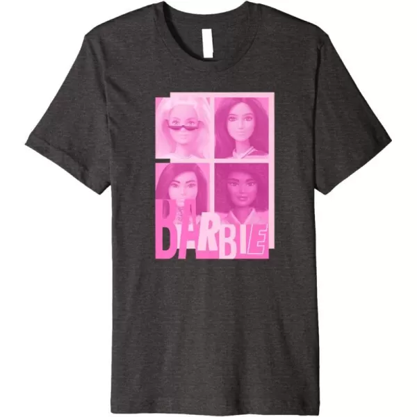 Barbie  Barbie Mixed Logo Grid Premium TShirtDark Heather Grey