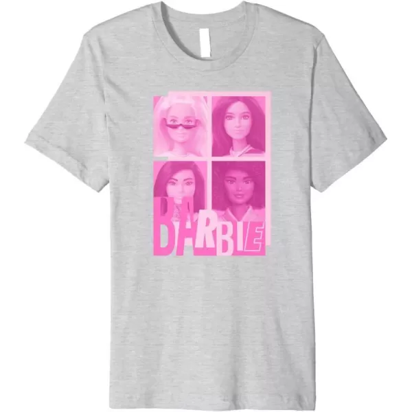 Barbie  Barbie Mixed Logo Grid Premium TShirtHeather Grey