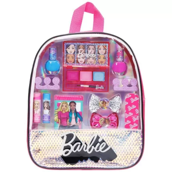 Barbie  Townley Girl 15 Pcs Makeup Filled Backpack Cosmetic Gift Set with Mirror Includes Lip Gloss Nail Polish Hair Bow amp More for Kids Girls Ages 3 Perfect for Parties Sleepovers amp MakeoversVERSION 1