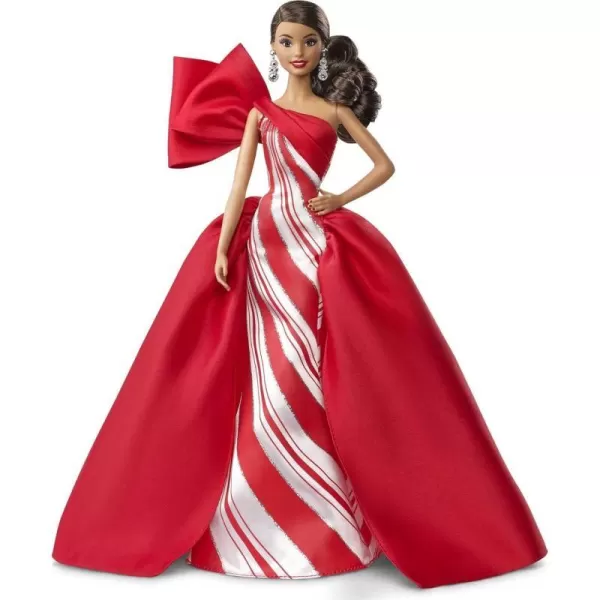 Barbie 2019 Holiday doll 115inch Blonde Wearing Red and White Gown with Doll Stand and Certificate of AuthenticityBrunette Side Ponytail