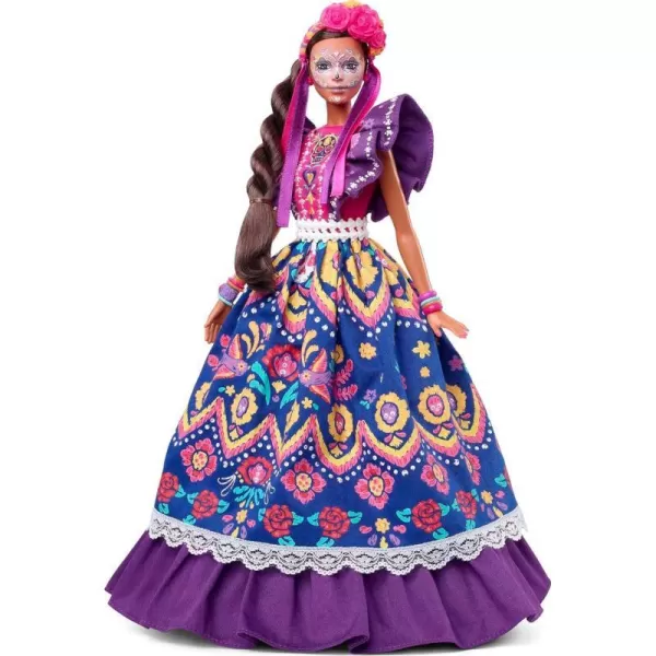 Barbie 2022 Da De Muertos Doll Wearing Traditional Ruffled Dress Flower Crown amp Calavera Face Paint For CollectorsBarbie 2022 Da De Muertos Doll Wearing Traditional Ruffled Dress Flower Crown amp Calavera Face Paint For Collectors