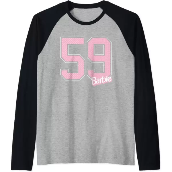 Barbie 59 Raglan Baseball TeeBlackAthletic Heather