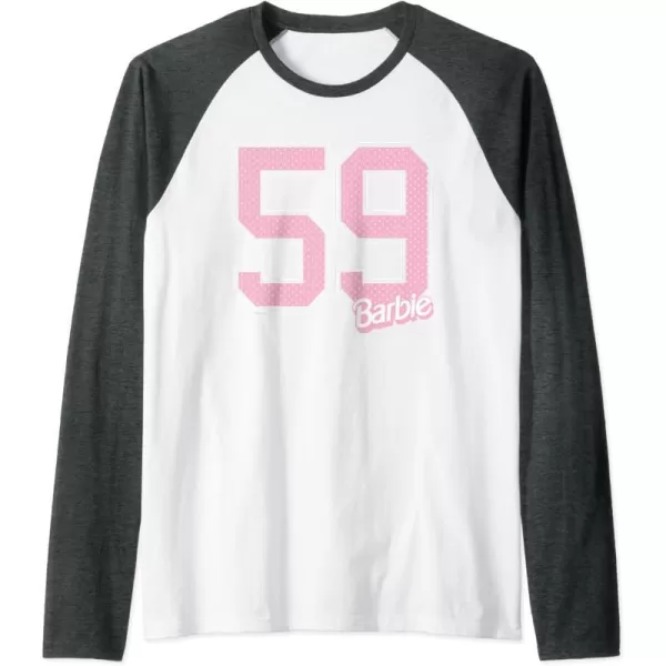 Barbie 59 Raglan Baseball TeeDark Heather GreyWhite