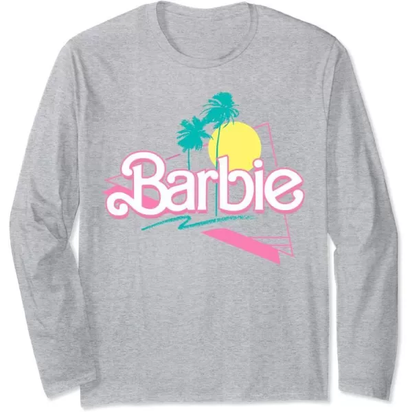 Barbie 90s Retro Logo Long Sleeve TShirtHeather Grey