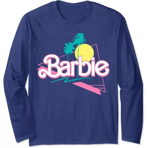 Barbie 90s Retro Logo Long Sleeve TShirtNavy Blue