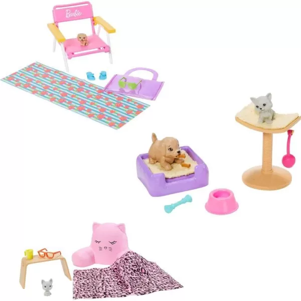 Barbie Accessory Pack Bundle with 3 Accessory Sets Themed to Lounging Beach Day amp Pet Playdate with 4 Pets and 15 Accessories Gift for 3 to 7 Year OldsBarbie Accessory Pack Bundle with 3 Accessory Sets Themed to Lounging Beach Day amp Pet Playdate with 4 Pets and 15 Accessories Gift for 3 to 7 Year Olds