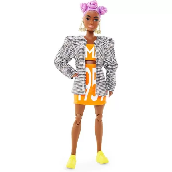 Barbie BMR1959 Fully Poseable Fashion Doll 115inch Petite with Lilac Hair Matching Logo Top and Skirt with Blazer with Doll StandLogo Top amp Skirt with Blazer