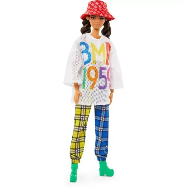 Barbie BMR1959 Fully Poseable Fashion Doll 115inch Petite with Lilac Hair Matching Logo Top and Skirt with Blazer with Doll StandMesh Tee Joggers amp Bucket Hat