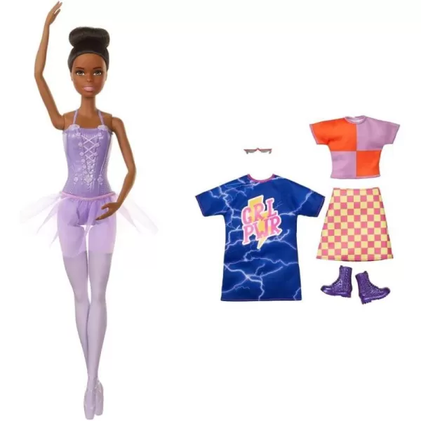 Barbie Ballerina Doll in Purple Removable Tutu with Black Hair in Top Knot Brown Eyes Ballet Arms amp Sculpted Toe ShoesBarbieAccessory