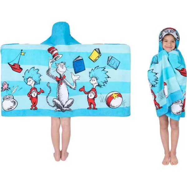 Barbie BathPoolBeach Soft Cotton Terry Hooded Towel Wrap 24 in x 50 in By Franco Kids24 in x 50 in Dr Seuss Cat in the Hat