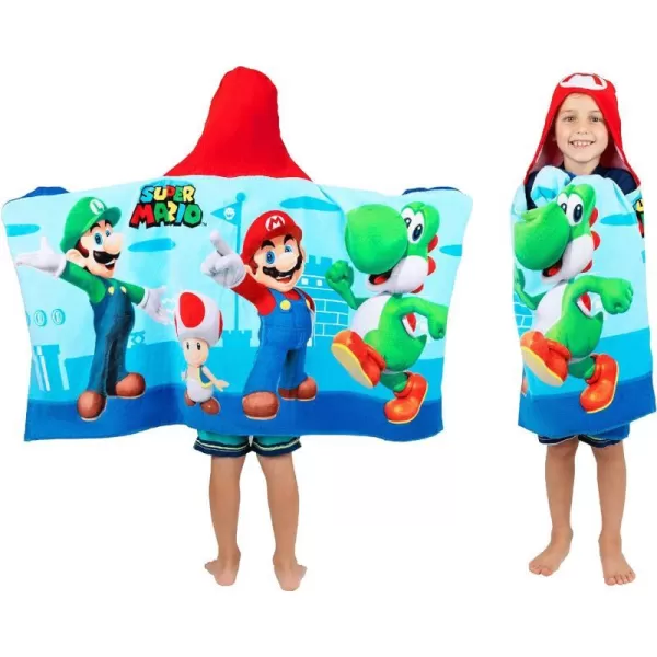 Barbie BathPoolBeach Soft Cotton Terry Hooded Towel Wrap 24 in x 50 in By Franco Kids24 in x 50 in Super Mario