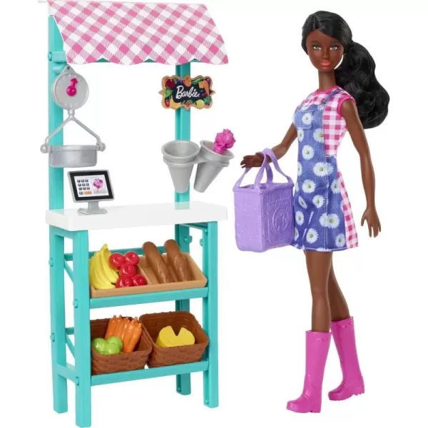 Barbie Careers Doll amp Playset Farmers Market Theme with Brunette Fashion Doll Furniture amp AccessoriesBrunette Multicolor