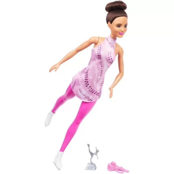 Barbie Careers Fashion Doll amp Accessories Brunette in Removable Pink Skate Outfit with Ice Skates amp TrophyBarbie Careers Fashion Doll amp Accessories Brunette in Removable Pink Skate Outfit with Ice Skates amp Trophy