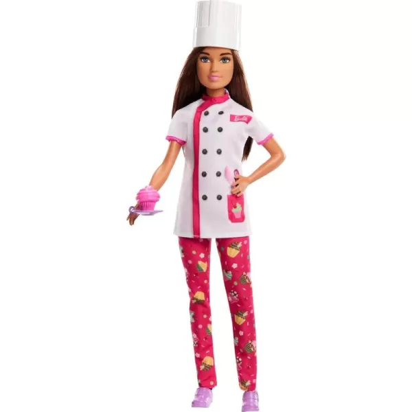 Barbie Careers Fashion Doll ampamp Accessories Pastry Chef Wearing Removable Baking Outfit with Hat ampamp Cake SlicePastry Chef