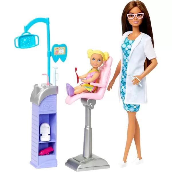 Barbie Careers Playset Dentist with Blonde Doctor Fashion Doll 1 Toddler Small Doll Furniture ampamp AccessoriesBrunette