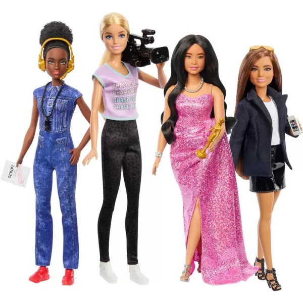 Barbie Careers Set of 4 Dolls amp Accessories Women in Film with Studio Executive Director Cinematographer amp Movie Star in Removable LooksBarbie Careers Set of 4 Dolls amp Accessories Women in Film with Studio Executive Director Cinematographer amp Movie Star in Removable Looks