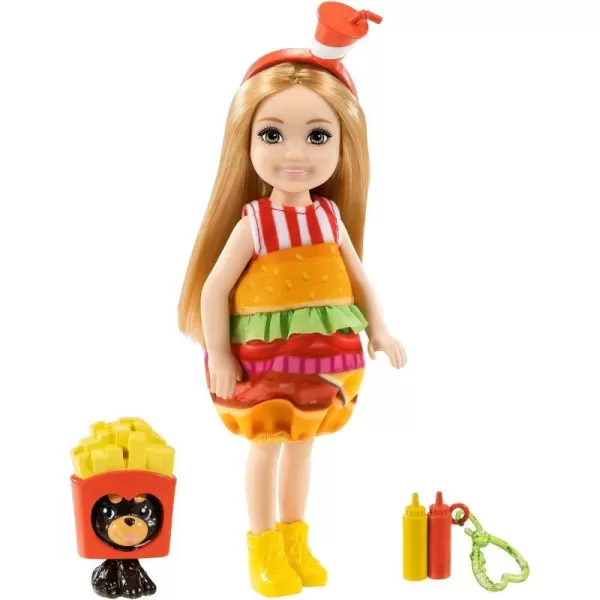 Barbie Chelsea Doll 6Inch Brunette Doll with Sun Headband Rainbow Outfit Pet Kitten Charm Keychain amp AccessoriesCharm Yellow