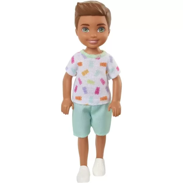 Barbie Chelsea Doll Small Boy Doll with Brown Hair amp Blue Eyes Wearing Gummy Bear TShirt Shorts amp ShoesGummy Bear