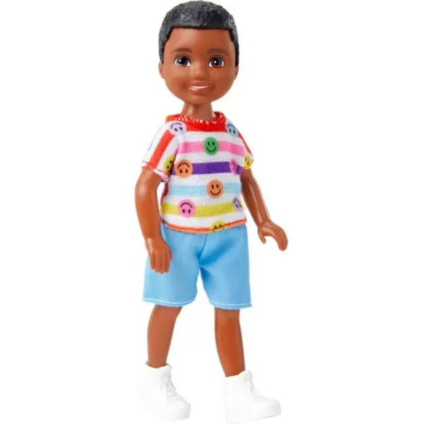 Barbie Chelsea Doll Small Boy Doll with Brown Hair amp Blue Eyes Wearing Gummy Bear TShirt Shorts amp ShoesSmiley Face