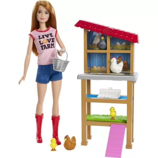 Barbie Chicken Farmer Doll RedHaired and Playset with Henhouse 3 Chickens 2 Chicks and More CareerThemed Toy for 3 to 7 Year Olds Amazon ExclusiveBarbie Chicken Farmer Doll amp Playset