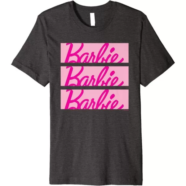 Barbie Classic Multi Logo Premium TShirtDark Heather Grey