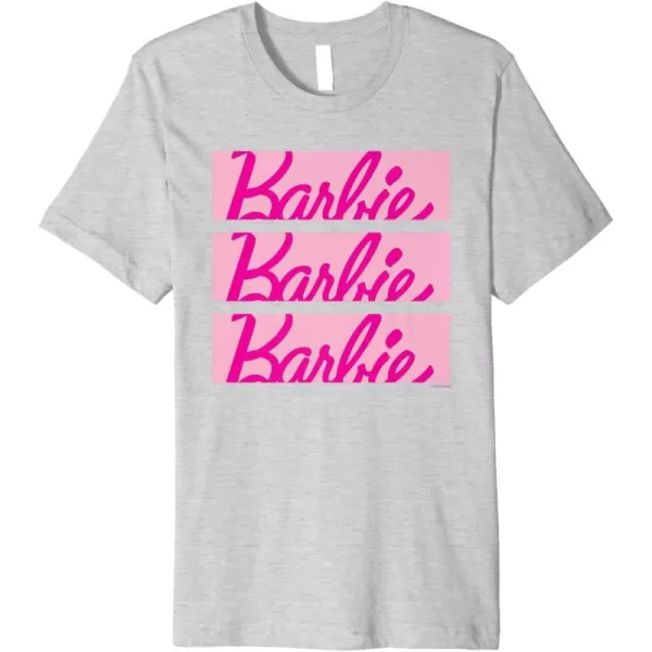 Barbie Classic Multi Logo Premium TShirtHeather Grey