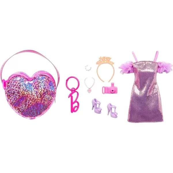 Barbie Clothes Deluxe ClipOn Bag with Birthday Outfit and Five Themed Accessories for Barbie DollsBarbie Clothes Deluxe ClipOn Bag with Birthday Outfit and Five Themed Accessories for Barbie Dolls