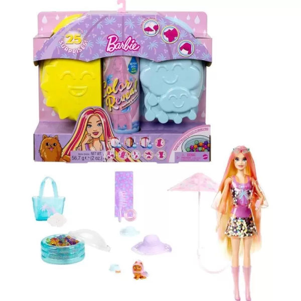 Barbie Color Reveal Doll with 7 Surprises Color Change and Accessories Palm Trees Series styles may vary Barbie Color Reveal Doll with 7 Surprises Color Change and Accessories Palm Trees Series styles may vary 