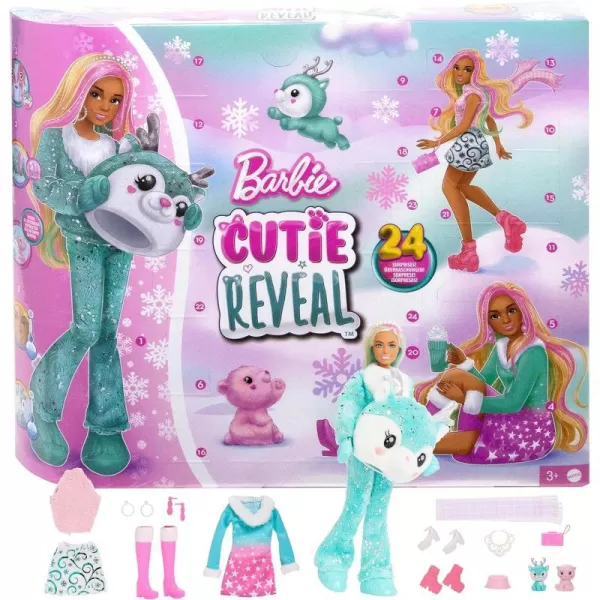 Barbie Cutie Reveal Advent Calendar amp Doll Blue amp Pink Hair 25 Surprises Include Clothes Accessories amp ColorChange PetsModern