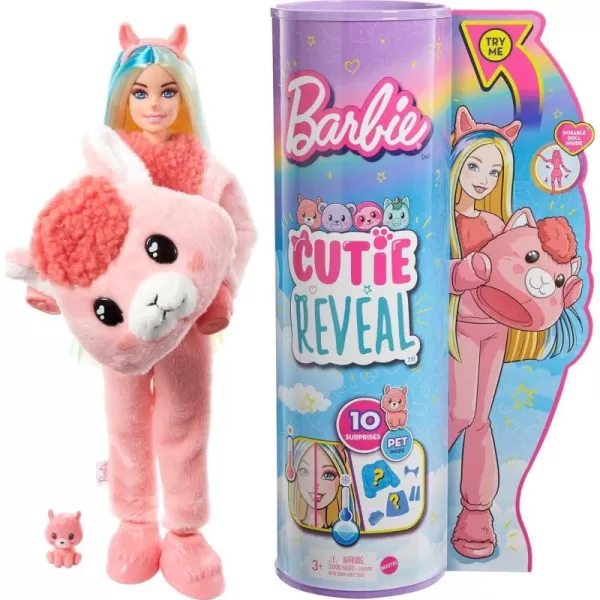 Barbie Cutie Reveal Doll Fantasy Series Teddy Bear Plush Costume 10 Surprises Including Mini Pet amp Color ChangeLlama